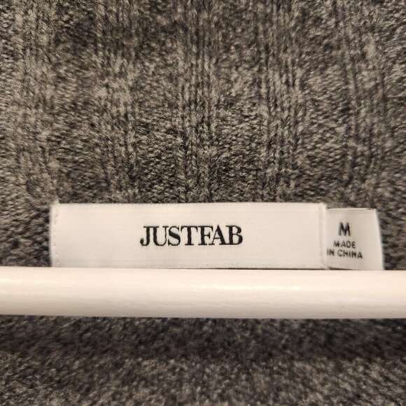 Just Fab Drape Front Ribbed Cardigan Grey Neutral Fall Winter Layer - Size M - Picture 4 of 6